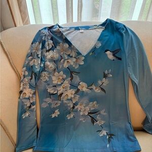 Floral Blue Women's Top